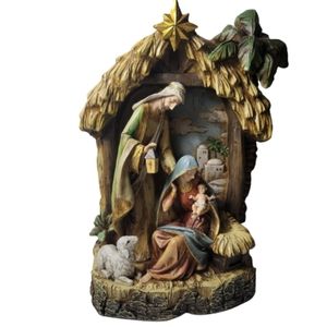 Napco 15" Holy Family in Creche Christmas Display Decor Nativity